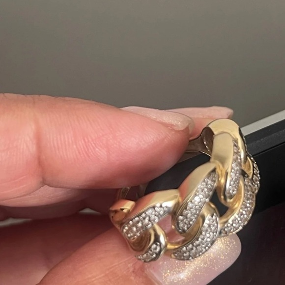 Pre-loved 14K Gold Cuban Link CZ Ring - Picture 4 of 11
